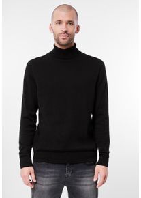 Street One MEN Herren Stehkragenpullover, schwarz, casual, Gr. XXL, unifarben, Web, 100% Baumwolle, Pullover, in Unifarbe