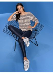 Heine Damen Rundhalspullover "Pullover", blau, Gr. 36, gemustert, mehrfarbig, 50% Baumwolle, 50% Polyacryl, Pullover