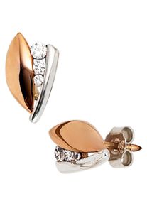 Jobo Damen Paar Ohrstecker, Roségold 375-Weißgold 375, rosa, Rosu00e9gold 375, Weißgold 375, Ohrringe, 375 Gold bicolor mit 6 Zirkonia
