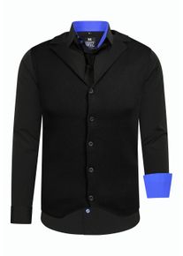 Rusty Neal Herren Langarmhemd, schwarz, casual, Gr. XXXL, mehrfarbig, 60% Baumwolle, 37% Polyester, 3% Elasthan, Hemden, bestehend aus Hemd, Weste