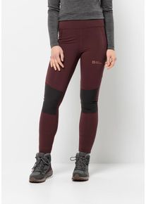 Jack Wolfskin Damen Trekkinghose "KAMMWEG TIGHTS W", braun, Gr. M, 1. OBERSTOFF 59% POLYAMID, 22% POLYESTER, 19% ELASTHAN 2. OBERSTOFF 88% POLYESTER,