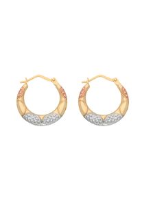 Vivance Damen Paar Creolen "Creolen Tricolor", Gelbgold 375, gelb, Gelbgold 375, Ohrringe