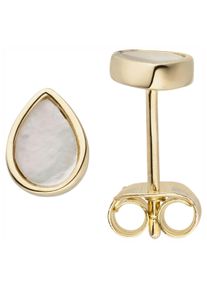 Jobo Damen Paar Ohrstecker, Silber 925 (Sterlingsilber), gold, Silber 925 (Sterlingsilber), Ohrringe, 925 Silber vergoldet mit Perlmutt-Tropfen