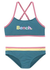 Bench. Kinder Bustier-Bikini, blau, Basic, Gr. 122, unifarben mit Farbeinsätzen, Polyamid, Bikini-Sets, mit bunten Details