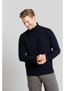 Bugatti Herren Rollkragenpullover, blau, casual, Gr. XXXL, unifarben, 80% Wolle, 20% Polyamid, Pullover, mit 3-D-Rautenmuster