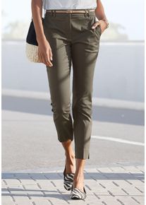 Vivance Damen Chinohose, grün, casual, Gr. 36, unifarben, Web, Obermaterial: 98% Baumwolle, 2% Elasthan. Gürtel: 100% Polyurethan, Hosen, in