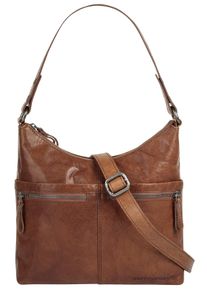 SPIKES & SPARROW Damen Umhängetasche, SPIKES & SPARROW, braun, Leder, unifarben, leicht glänzend, Taschen, echt Leder