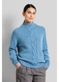 Bugatti Damen Rundhalspullover, blau, casual, Gr. XL, unifarben, 46% Polyacryl, 32% Wolle, 22% Polyamid, Pullover, mit Zopfmuster