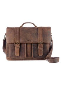 Damen Aktentasche "Montenegro", GreenLand Nature, braun, Rindsleder, vintage, unifarben, Taschen, aus Rindsleder im Vintage Look