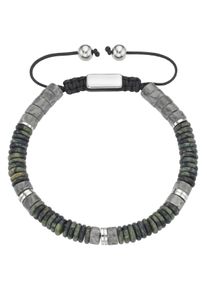 Firetti Armband "Schmuck Geschenk Armschmuck Armkette Edelstein Farbstein Jaspis", Edelstahl-Nylon, grau, Edelstahl, Nylon, Armbänder, mit Kambaba