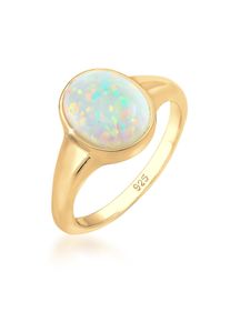 Elli Damen Siegelring "Siegelring Mondstein Oval 925 Silber", 52mm, Silber 925 (Sterlingsilber), 5mm, gold, Silber 925 (Sterlingsilber), Fingerringe