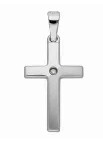 Adelia´s ADELIA ́S Damen Ketten-Anhänger "585 Weißgold Kreuz Anhänger mit Diamant Brillant", Damen, 0,01 ct VVS = sehr sehr kleine Einschlüsse mit Brillant,