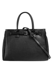 CLUTY Damen Henkeltasche, schwarz, Leder, unifarben, leicht glänzend, Taschen, echt Leder, Made in Italy