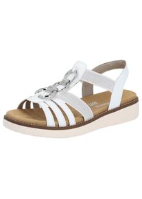 Remonte Damen Sandale, Gr. 38, silber, Lederimitat, casual, Schuhe, Sommerschuh, Sandalette, Keilabsatz, mit praktischen Gummizügen