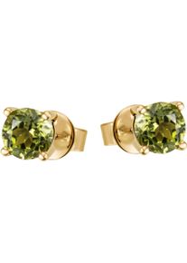 Firetti Damen Paar Ohrstecker "Schmuck Geschenk Gold 375 Gold 585 Ohrschmuck Ohrringe Solitär", Gelbgold 375, grün, Gelbgold 375, Ohrringe, mit