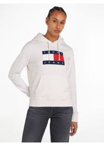 Tommy Jeans Damen Kapuzensweatshirt "TJW REG TOMMY FLAG HOODIE EXT", weiß, casual, Gr. M, unifarben, Sweatware, Obermaterial: 100% Baumwolle,