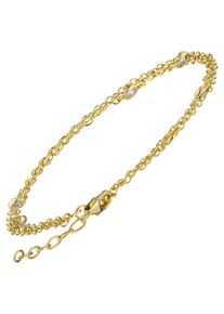 Jobo Damen Armband, Silber 925 (Sterlingsilber), gold, Silber 925 (Sterlingsilber), Armbänder, 2-reihig 925 Silber vergoldet mit Zirkonia 21 cm