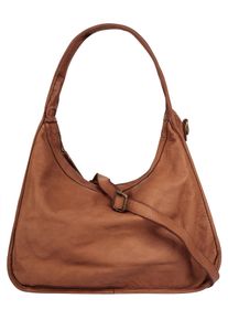 Samantha Look Damen Shopper, braun, Leder, unifarben, leicht glänzend, Taschen, echt Leder, Made in Italy