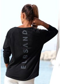 ELBSAND Damen Longsleeve "Tinna", grau, casual, Gr. S, unifarben, Jersey, Obermaterial: 50% Baumwolle, 50% Polyester, Shirts, mit Logodruck hinten,