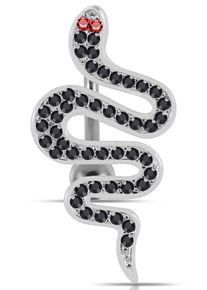 Firetti Bauchnabelpiercing "Schmuck Geschenk Piercing Silber 925 Körperschmuck SNAKE Schlange", schwarz, Silber 925 (Sterlingsilber), Chirurgiestahl,