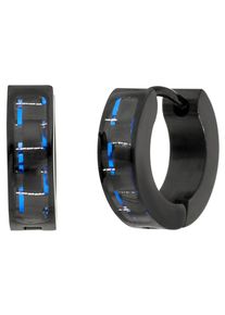 Jobo Damen Paar Creolen, Edelstahl-Carbon, silber, Edelstahl, Carbon, Ohrringe, Edelstahl schwarz beschichtet mit Carbon