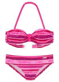 Buffalo Kinder Bandeau-Bikini "May Kids", pink, Gr. 146, gestreift, Recycling-Polyamid, Bikini-Sets, mit knalligem Streifendruck