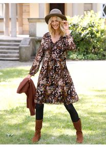 Inspirationen Damen Druckkleid "Druck-Kleid", schwarz, Gr. 38, geblümt, gemustert, mehrfarbig, bedruckt, 100% Polyester, Kleider
