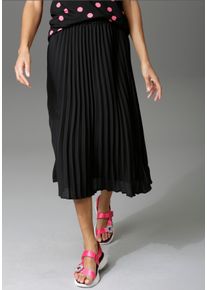 Aniston CASUAL Damen Plisseerock, schwarz, modisch, Gr. 38, unifarben, Cru00eape, Web, Obermaterial: 100% Polyester. Futter: 100% Polyester, Röcke,