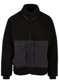 Urban Classics Herren Winterjacke "Urban Classics Herren Short Raglan Sherpa Jacket", schwarz, klassisch, Gr. XL, unifarben, 100% Polyester, Jacken