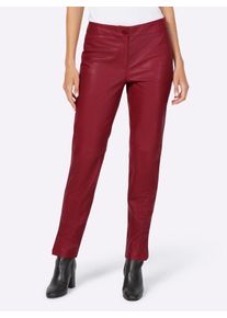 Heine Damen Lederhose, rot, Gr. 42, unifarben, 100% Lammnappaleder, Hosen