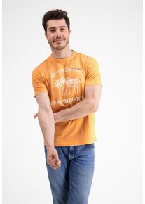 Lerros Herren T-Shirt "Lerros T-Shirt mit Frontprint", orange, Gr. S, 100% Baumwolle, Shirts