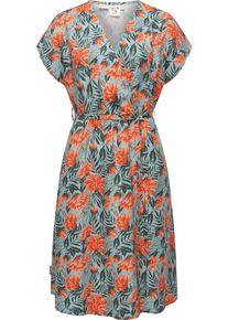 Ragwear Damen Jerseykleid "Selyma Organic", blau, modisch, Gr. M, 100% Lyocell, Kleider, stylisches Shirtkleid mit V-Ausschnitt und Bindegürtel