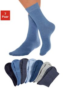 Lavana Damen Basicsocken, Gr. 35, blau, Polyamid, Baumwolle, Elasthan, melange, Socken, mit druckfreiem Bündchen