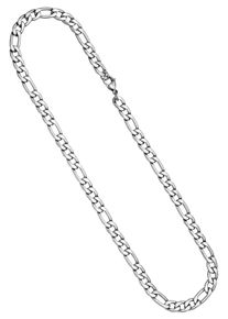 Jobo Damen Kette ohne Anhänger, Edelstahl, L: 50cm, silber, Edelstahl, Halsketten, Figarokette Edelstahl 50 cm 7,4 mm