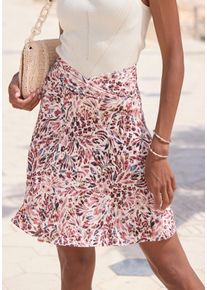 Vivance Damen Jerseyrock, lila, modisch, Gr. 34, bedruckt, Jersey, Obermaterial: 100% Viskose, Röcke, mit Blumendruck, Minirock, Sommerrock