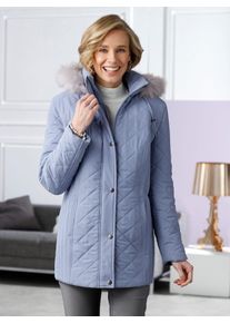 Classic Basics Damen Steppjacke, blau, Gr. 52, gemustert, unifarben, 100% Polyester, Futter und Wattierung:100% Polyester, Kunstpelz:80% Polyacryl,