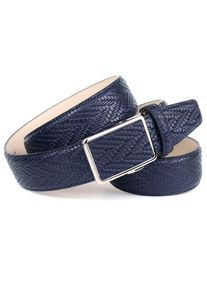 Anthoni Crown Damen Ledergürtel, blau, Gr. 100, unifarben, Leder, Gürtel, Flecht-Optik, Ledergürtel, Leicht bombiert