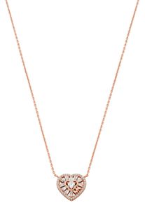 Michael Kors Damen Kette mit Anhänger "PREMIUM, TAPERED BAGUETTE HEART, MKC1689CZ791, MKC1689CZ040", Silber 925 (Sterlingsilber), rosa, Silber 925