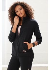 Vivance ACTIVE Damen Sweatjacke, schwarz, sportlich, Gr. XS, unifarben, Single Jersey, Obermaterial: 53% Baumwolle, 39% Polyester, 8% Elasthan,