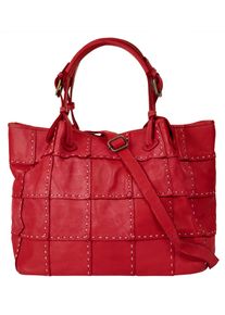 Samantha Look Damen Shopper, rot, Leder, unifarben, leicht glänzend, Taschen, echt Leder, Made in Italy