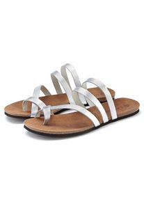 Lascana Damen Zehentrenner, Gr. 41, silber, Obermaterial: 100% Rindsleder. Futter: 100% Lederimitat. Decksohle: 100% Rindsleder. Laufsohle: 100%