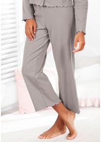 s.Oliver Damen Pyjamahose, Gr. 32, grau, Rippware, Obermaterial: 92% Baumwolle, 8% Elasthan, unifarben, feminin, Hosen, mit Babylocksaum