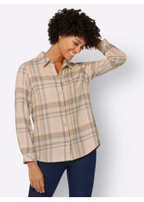 Casual Looks Damen Flanellbluse, braun, Gr. 40, gemustert, kariert, mehrfarbig, 100% Baumwolle, Blusen