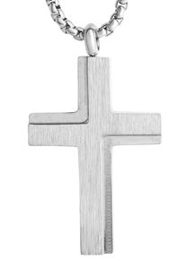 Firetti Damen Kette mit Anhänger "Schmuck Geschenk Kreuz", Edelstahl, L: 50cm B: 2,3mm, silber, Edelstahl, B:2,3mm, Halsketten