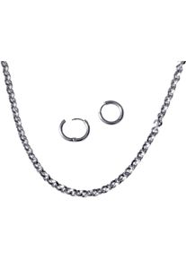 Firetti Damen Schmuckset "Mulitpack Schmuck Geschenk Edelstahl Halskette Paar Creolen", silber, Edelstahl, Schmuck-Sets
