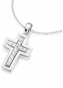 Firetti Damen Kette mit Anhänger "Schmuck Geschenk Silber 925 Halsschmuck Halskette Ankerkette Kreuz", Silber 925 (Sterlingsilber), L: 45cm, silber,