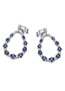Firetti Damen Paar Ohrstecker "Schmuck Geschenk Silber 925 Ohrschmuck Tropfen Glitzer", Silber 925 (Sterlingsilber), blau, Silber 925
