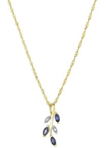 Amor Damen Kette mit Anhänger "Blütenranke, 2014272", Gelbgold 375-Weißgold 375, L: 45cm, blau, Gelbgold 375, Weißgold 375, Halsketten, mit Zirkonia
