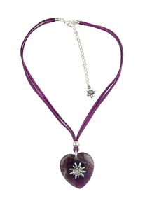 Allgäu Rebell ALLGÄU REBELL Damen Kette mit Anhänger "Lore", lila, Basic, Stein, Halsketten, Herzanhänger mit Edelweiß