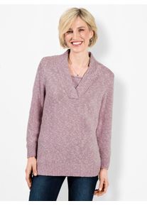 Classic Basics Damen V-Ausschnitt-Pullover "Pullover", lila, Gr. 38, meliert, 54% Polyacryl, 46% Baumwolle, Pullover